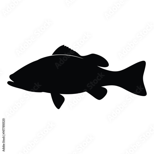 nile perch vector silhouette icon - ideal for fishing logos, seafood icons, and aquatic-themed graphics.