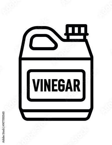Black and white vinegar bottle icon with bold label design vector icon illustration