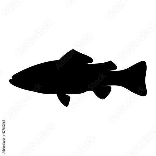 nile perch vector silhouette icon - ideal for fishing logos, seafood icons, and aquatic-themed graphics.