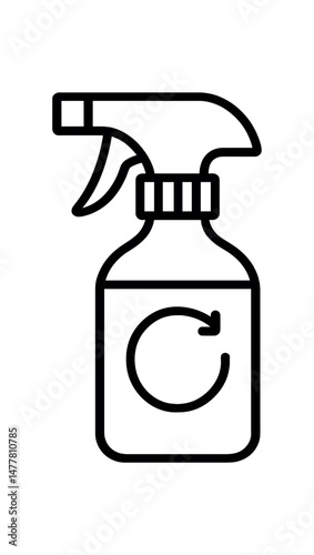 Black and white spray bottle icon with clear outline on white background vector icon illustration