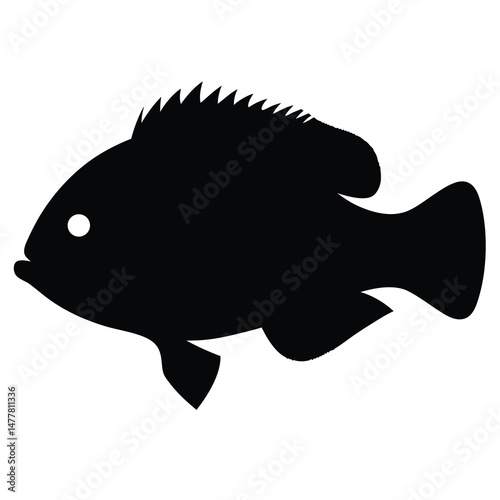 ocean perch vector silhouette icon - ideal for fishing logos, seafood icons, and aquatic-themed graphics.