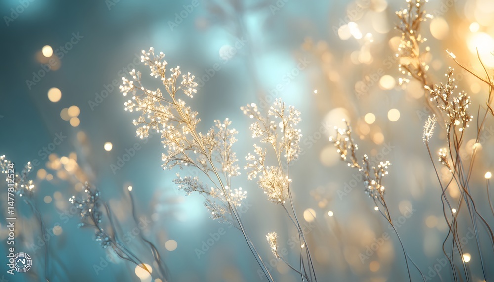 Fototapeta premium Delicate grasses illuminated by soft light.