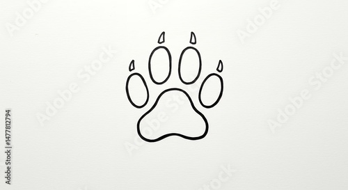 Simple hand drawn animal paw print outline