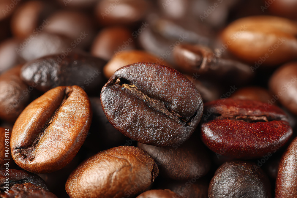 Close-up of freshly roasted coffee beans from Barcelona, Spain, with a vibrant, rich color, symbolizing the passion and craftsmanship of Spanish coffee culture Close-up of freshly roasted coffee beans from Barcelona, Spain, with a vibrant, rich color, symbolizing the passion and craftsmanship of Spanish coffee culture
