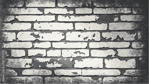 Black and white tone Brick wall background. A black and white brick wall texture with a grungy, distressed look.	