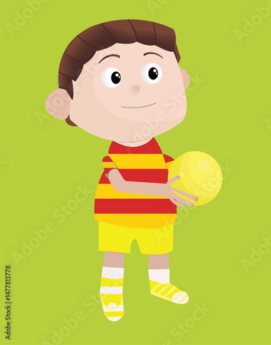 Cartoon character design boy playing