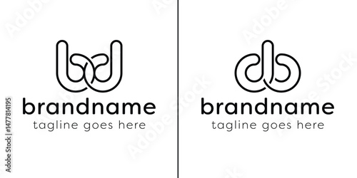 Letters BD and DB Monogram Line Logo, suitable for any business with DB or BD initials