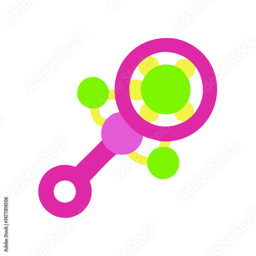 Vibrant rattle icon on minimalistic white background for nursery decor and baby toys concept