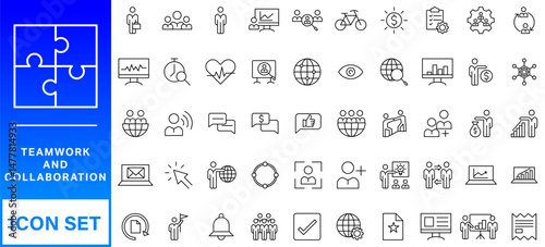 People and teamwork line icons collection. Big UI icon set in a flat design. Thin outline icons pack.