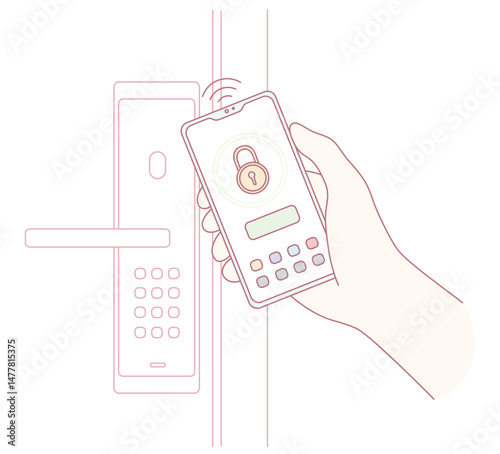 An engaging illustration depicts a smartphone unlocking a modern smart lock, highlighting advanced access technology