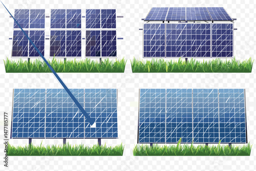 Solar power plant isolated on white background