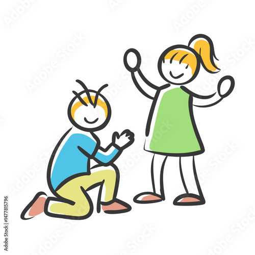 siblings playing icon, siblings playing vector illustration-simple illustration of siblings playing, perfect for siblings playing logos and icons