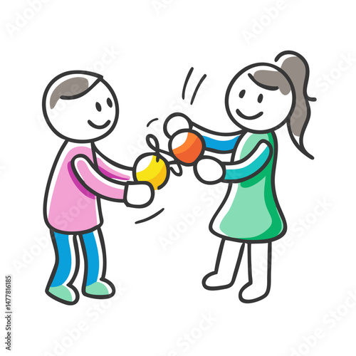 siblings sharing a toy icon, siblings sharing a toy vector illustration-simple illustration of siblings sharing a toy, perfect for siblings sharing a toy logos and icons