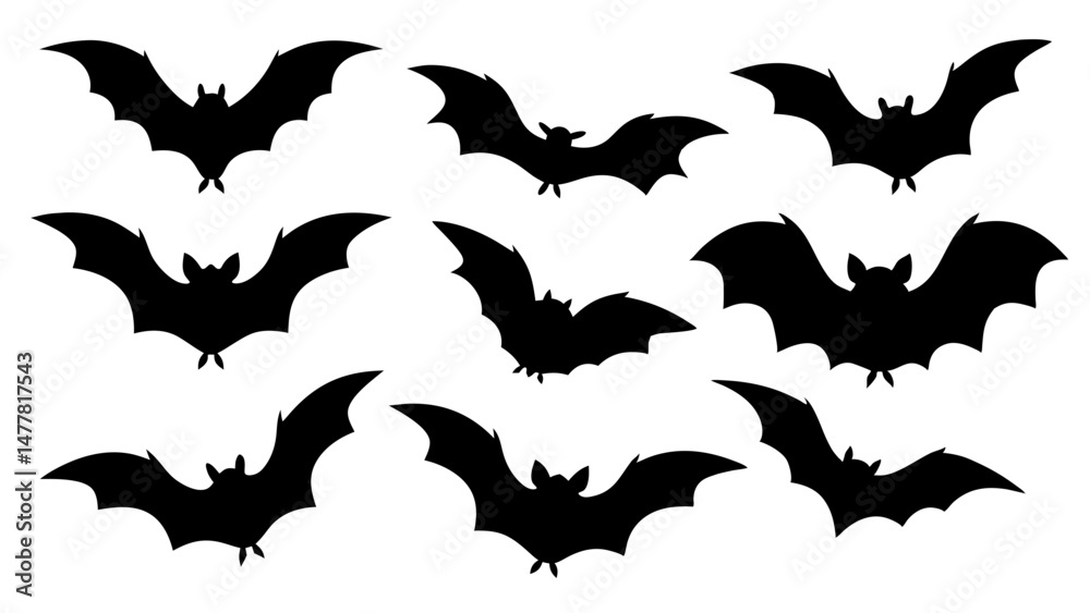 Fototapeta premium set of halloween bat silhouette vector on tranparent background