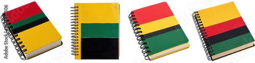 Juneteenth notebook with spiral binding features red yellow green and black cover design symbolizing freedom and celebration