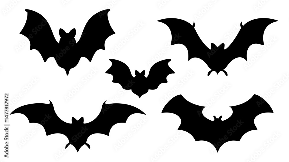 Fototapeta premium set of halloween bat silhouette vector on tranparent background