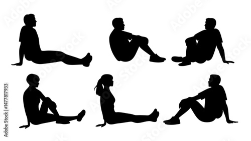 set of a group of business people sitting in various poses