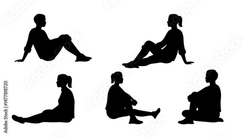 set of a group of business people sitting in various poses