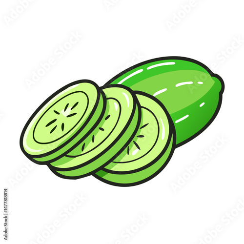 sliced cucumber icon, sliced cucumber vector illustration-simple illustration of sliced cucumber, perfect for sliced cucumber logos and icons