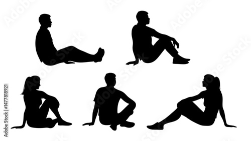 set of a group of business people sitting in various poses