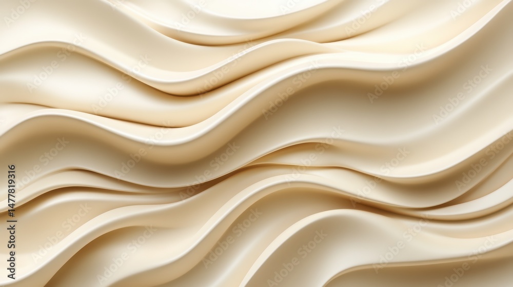 Obraz premium Beige undulating waves background, soft light, abstract design, website banner