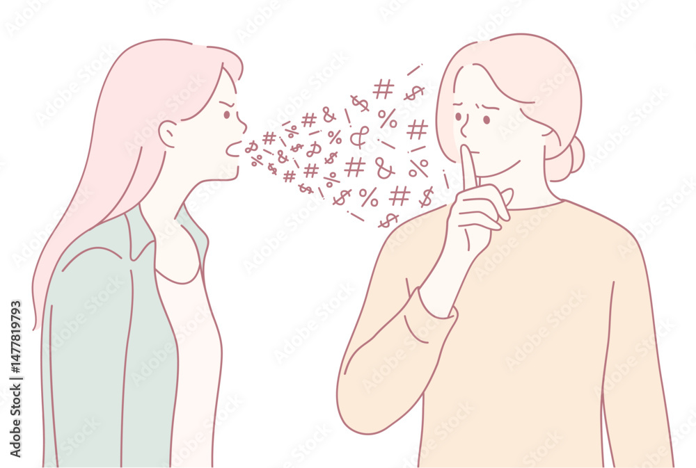 An illustration showing a conversation where one person is talking and the other is calming the situation. An illustration showing a conversation where one person is talking and the other is calming the situation.