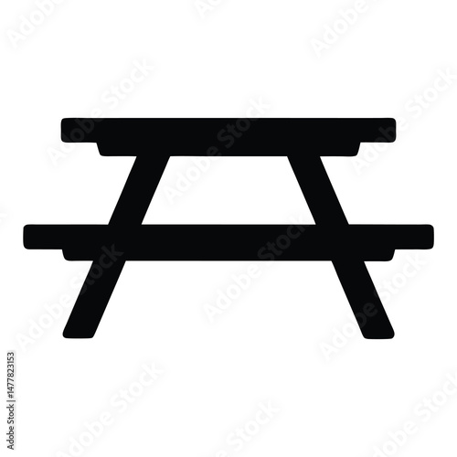 picnic table vector silhouette icon - perfect for furniture icons, decals, or eps crafts.