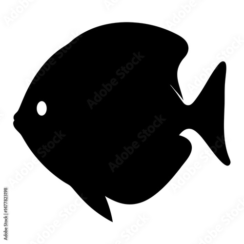 pike vector silhouette icon - ideal for fishing logos, seafood icons, and aquatic-themed graphics.