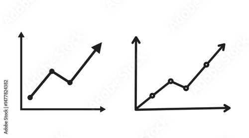 Line Chart Silhouette Icon for Analytics, Growth and Business Statistics. Business Growth graph Silhouette . Vector illustration