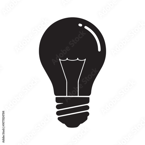Light Bulb Silhouette Icon for Ideas, Creativity and Innovation Concepts. Vector illustration