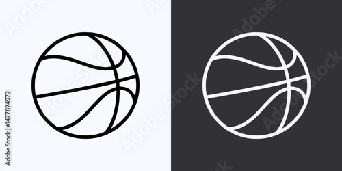 Basketball Icon – Vector Outline – Black and White Preview