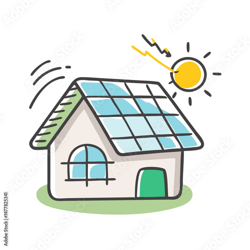 solar powered home icon, solar powered home vector illustration-simple illustration of solar powered home, perfect for solar powered home logos and icons