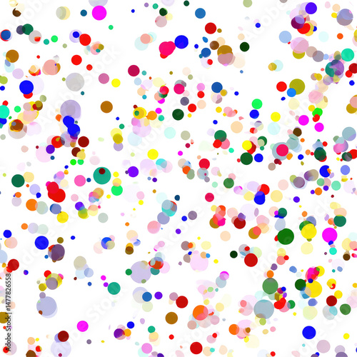Scattered Array Of Colorful Confetti Dots  isolated on a transparent background