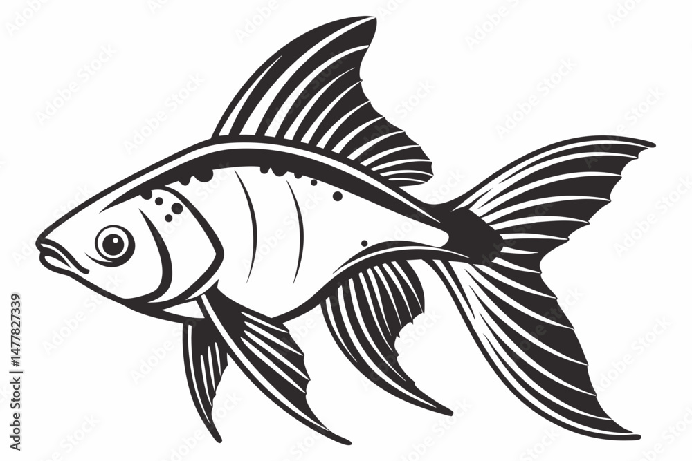Fototapeta premium platy fish sihouette black vector