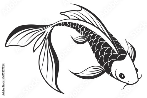 platy fish sihouette black vector