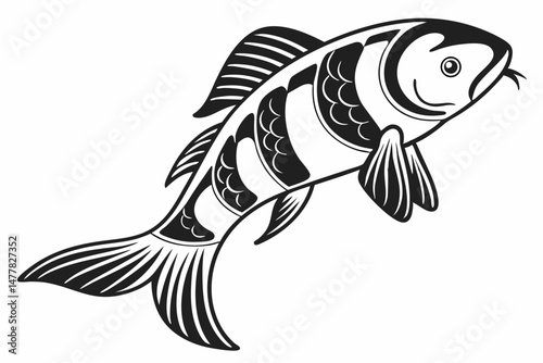 platy fish sihouette black vector