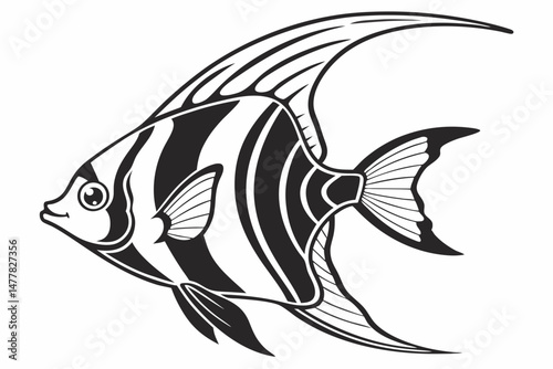 platy fish sihouette black vector