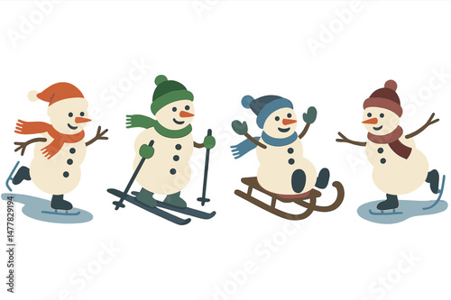 The winter holidays consist of activities such as building a snowman, skating, skiing, and sledding