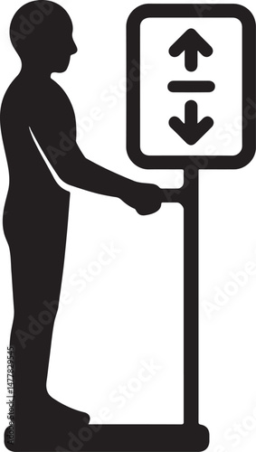 Fotografie Silhouette of body composition scale, symbolizing weight measurement, health tracking, fitness progress, and body metrics
