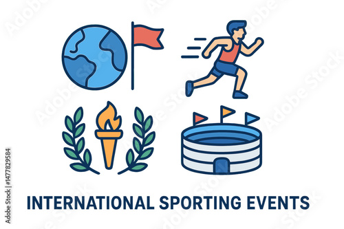 Collection of linear icons representing global sports competitions