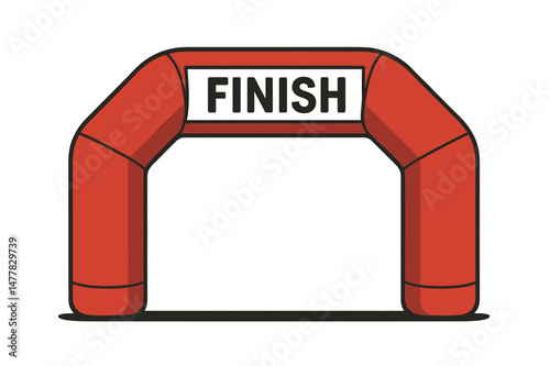 Illustration of an inflatable finish line arch, a red archway ideal for various outdoor sports events including marathons, triathlons, skiing, and more