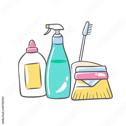 spring cleaning supplies icon, spring cleaning supplies vector illustration-simple illustration of spring cleaning supplies, perfect for spring cleaning supplies logos and icons