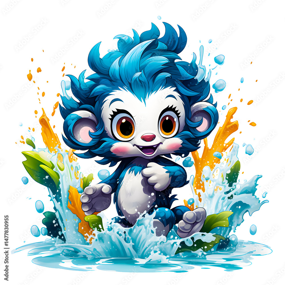 Naklejka premium Cute Character cartoon t-shirt design. Beach merchandise design. tshirt design cute. Mockup tshirt design