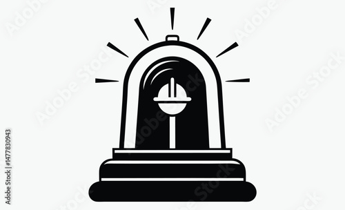 siren icon vector, emergency alert symbol, police alarm graphic, warning light shape, black siren silhouette, ambulance signal icon