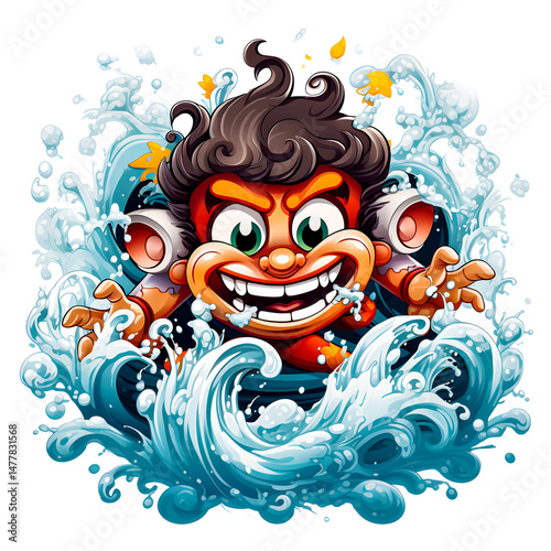Cute Character cartoon t-shirt design. Beach merchandise design. tshirt design cute. Mockup tshirt design