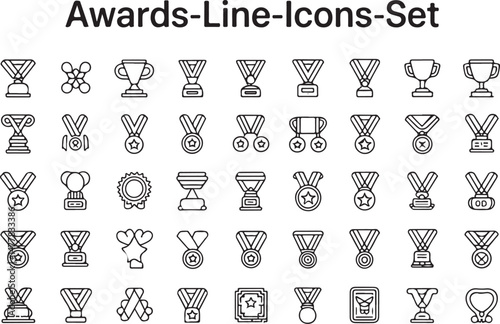 Unique Line Icons Collection Depicting Trophy, Cup, Medal, and Winner in Vector Style