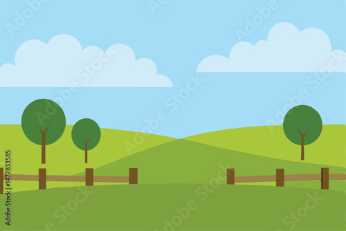  Open Field with Fence and Trees