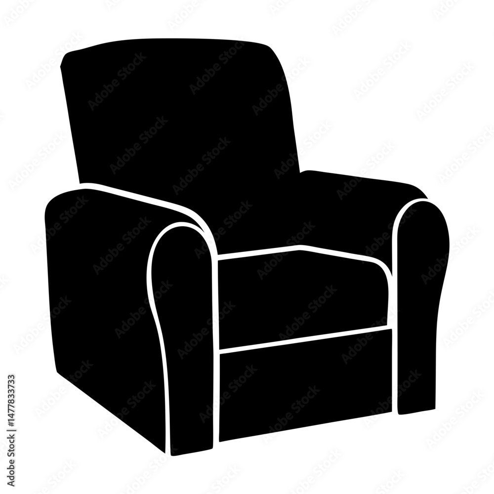 Fototapeta premium recliner vector silhouette icon - perfect for furniture icons, decals, or SVG crafts.