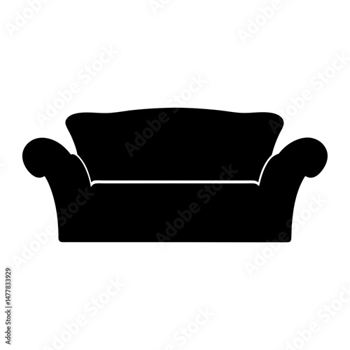 reclining sofa vector silhouette icon - perfect for furniture icons, decals, or SVG crafts.