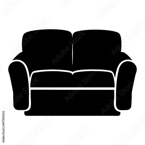 reclining sofa vector silhouette icon - perfect for furniture icons, decals, or SVG crafts.